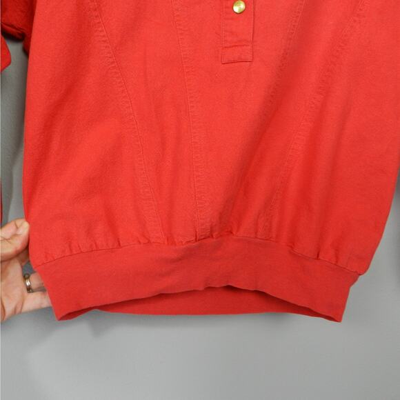 Vintage 80s LA Seat Covers Padded Shoulder Cropped Top Est Sz M Snap V Neck Red - Picture 5 of 10